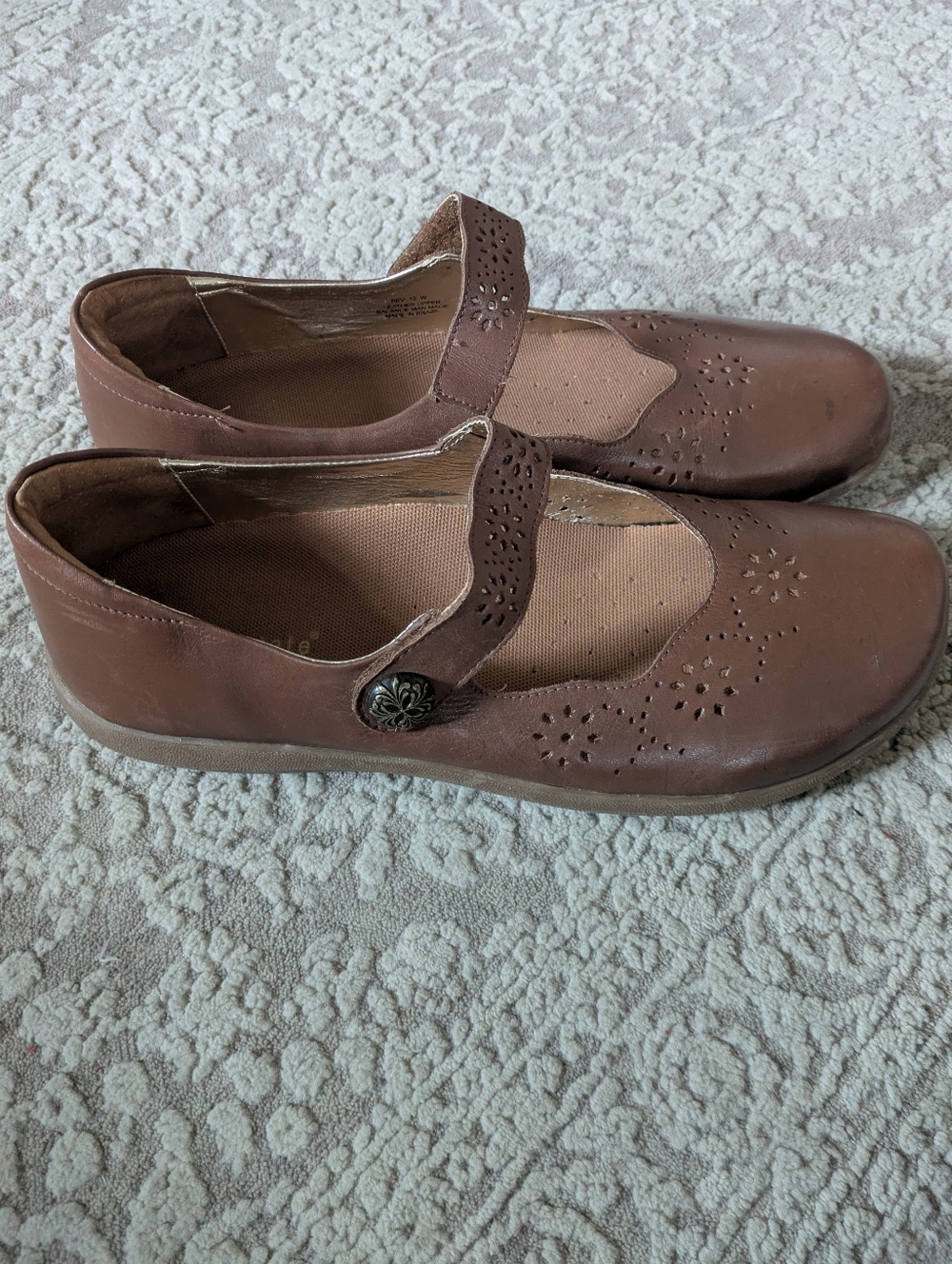 David Tate "Bev" - Women's Mary Jane In Brown/"Luggage" Leather Upper, Size 12 W - Picture 3 of 9